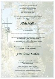 ✝ 26. 02. 2020 - 07. 03. 2020 Trauergottesdienst Basilika Güssing - ⚱ zu einem späteren Zeitpunkt im engsten Familienkreis 