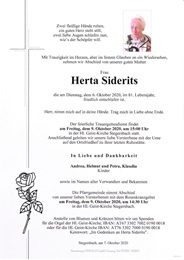 ✝ 06. 10. 2020 - ⚱ 09. 10. 2020 Hl. Geist-Kirche Stegersbach 