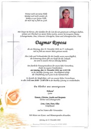 ✝ 10. 11. 2020 - 14. 11. 2020 Trauergottesdienst Basilika Güssing im engsten Familienkreis. Anschließend Überführung nach Graz in das Krematorium 