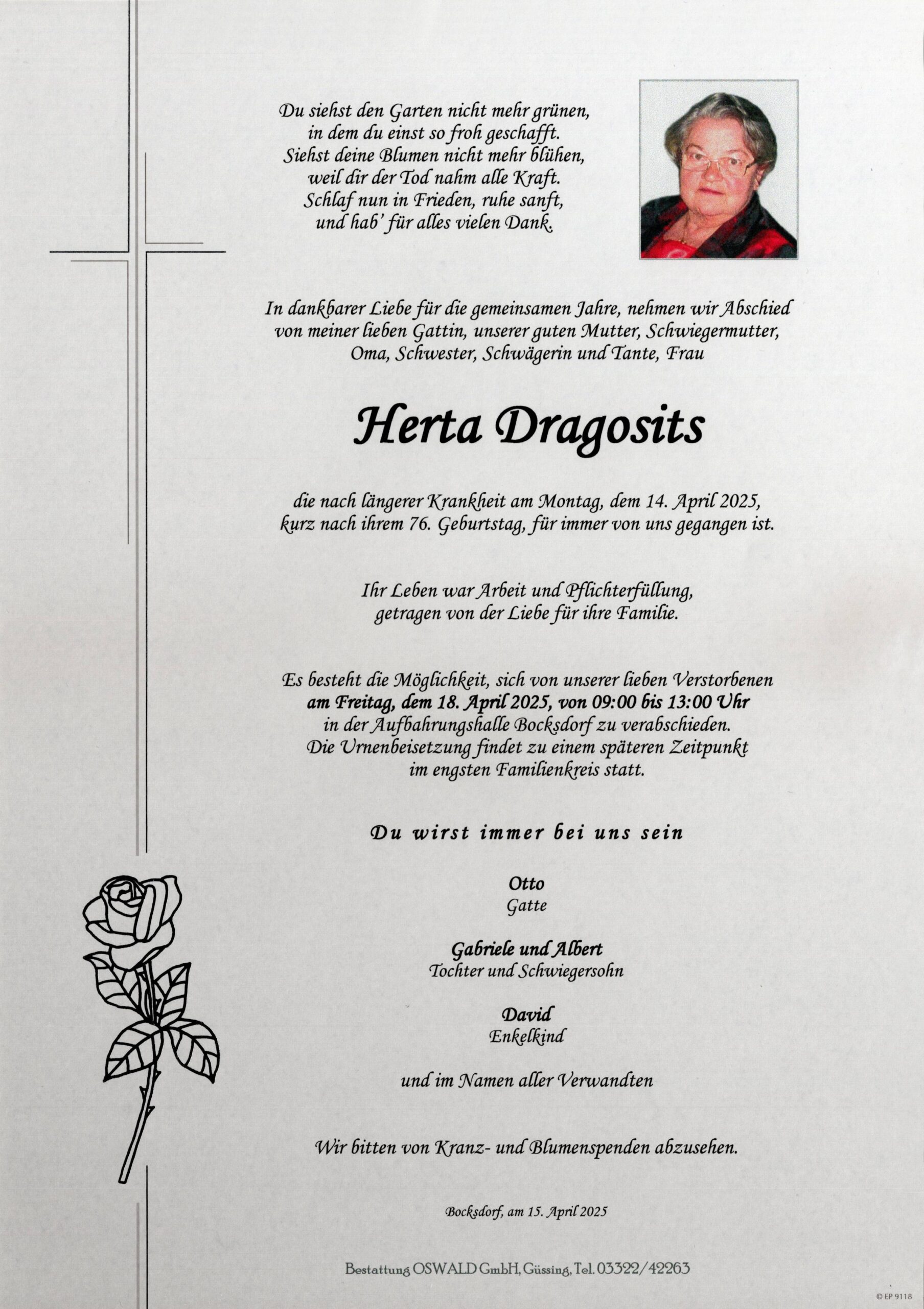Dragosits Herta Trauerparte