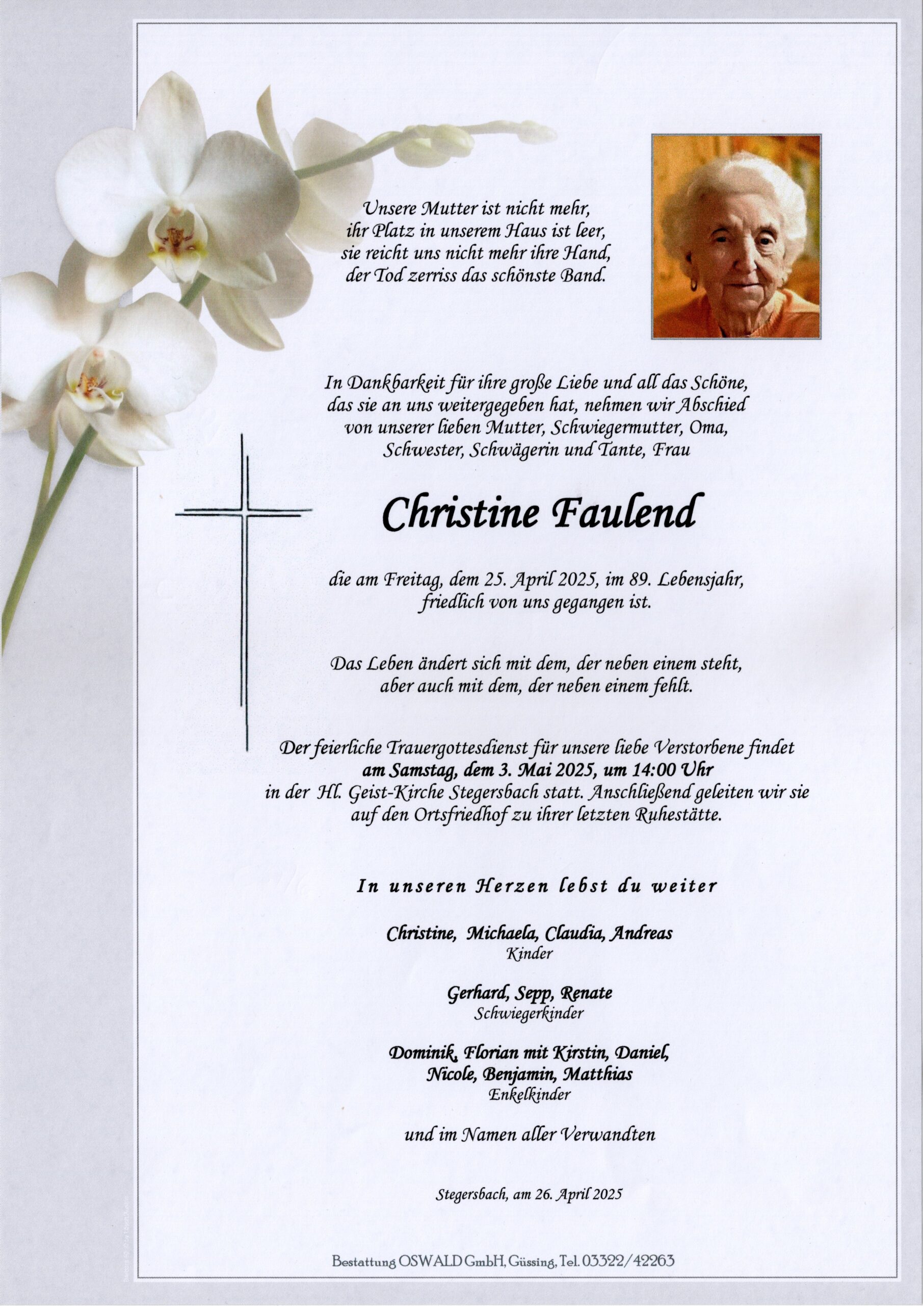 Faulend Christine Trauerparte