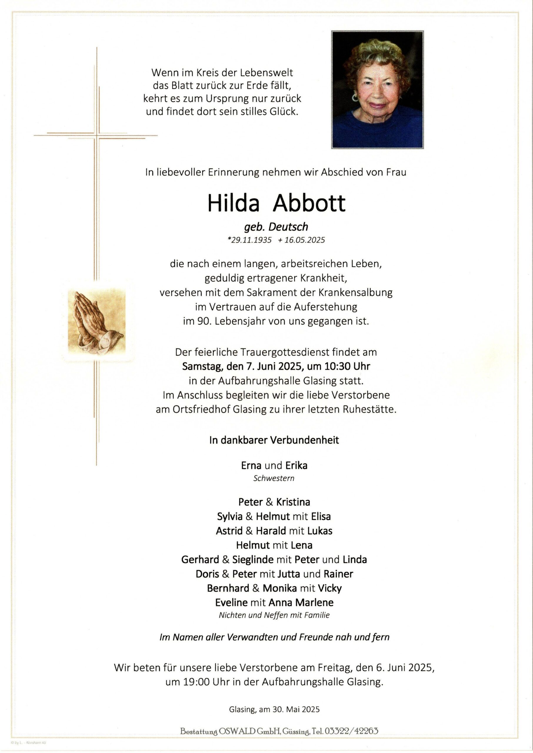 Abbott Hilda Trauerparte
