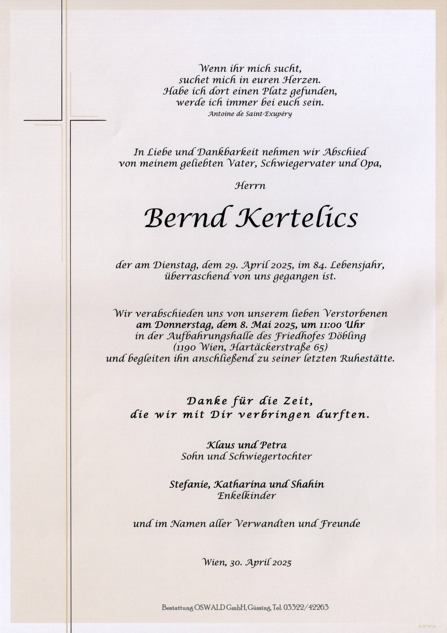 Kertelics Bernd Trauerparte