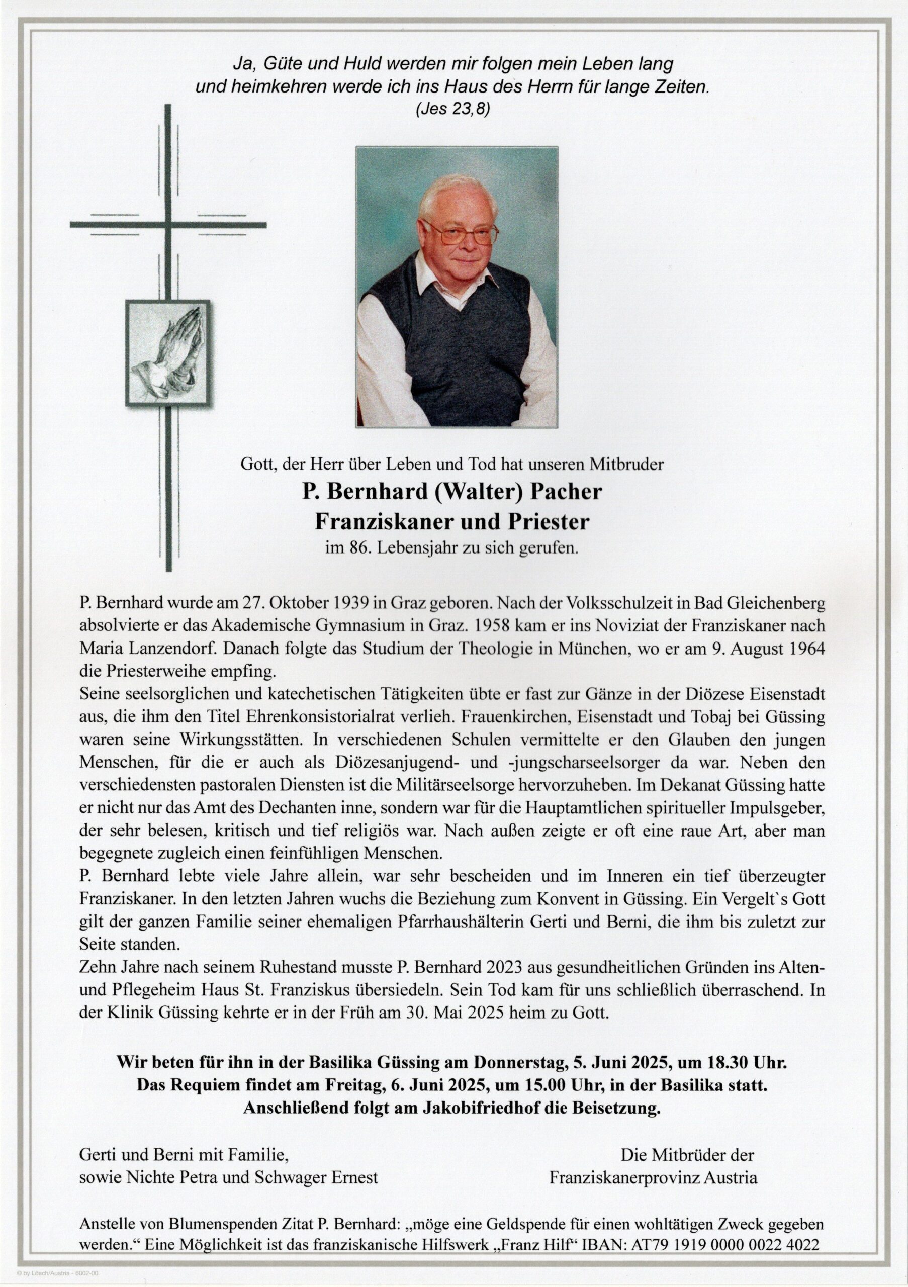 Pater Bernhard Trauerparte