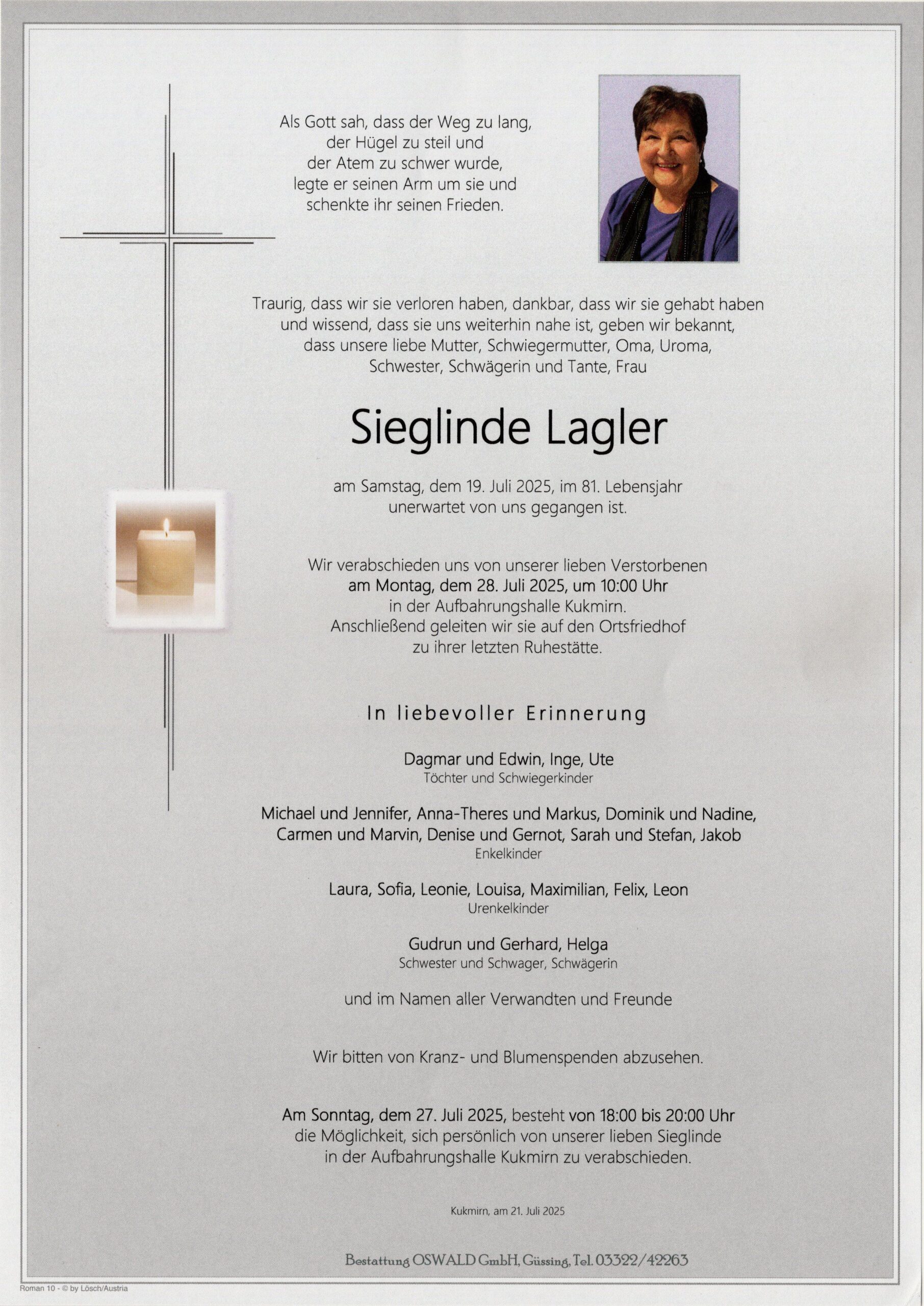 Lagler Sieglinde Trauerparte
