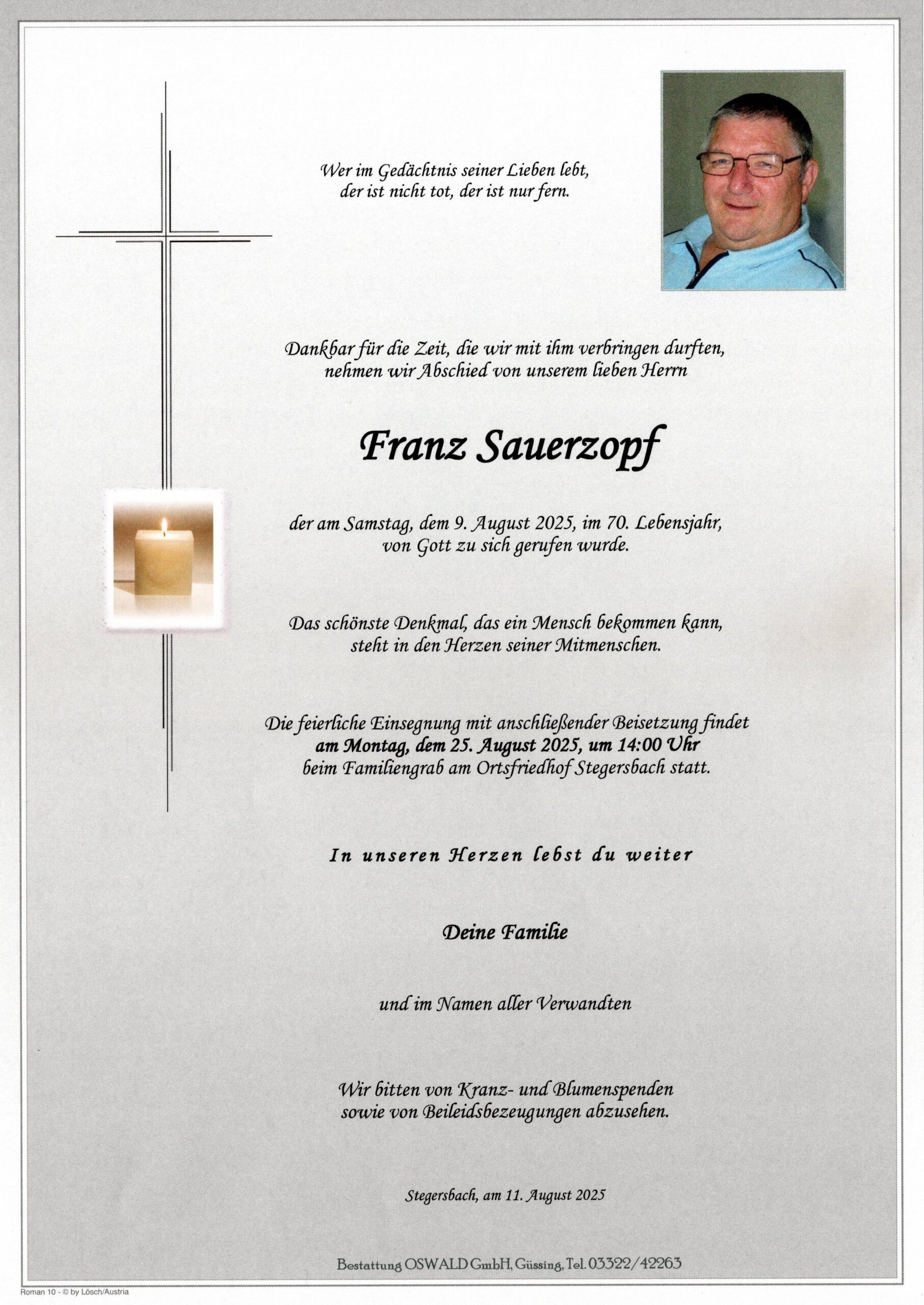 Sauerzopf Franz Trauerparte