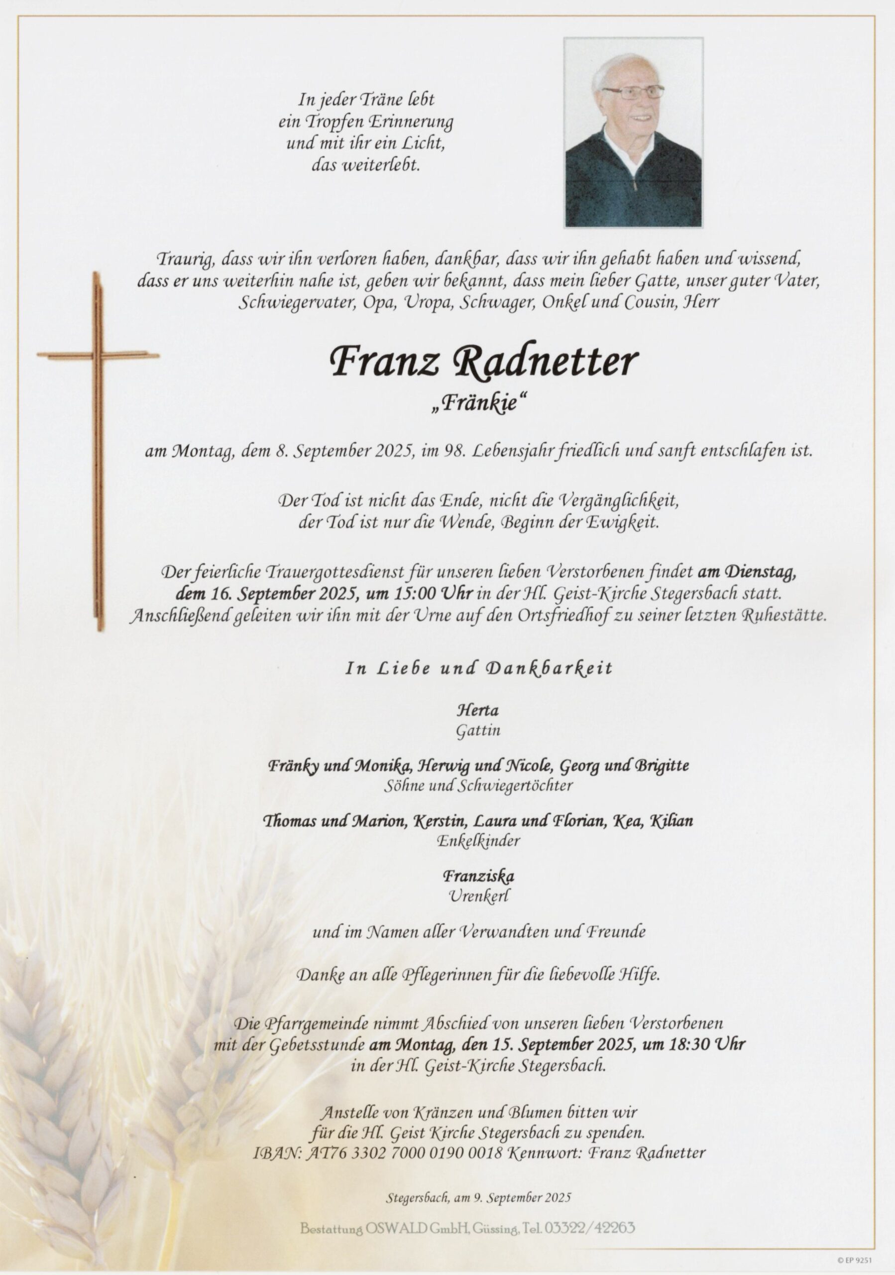 Trauerparte Radnetter Franz
