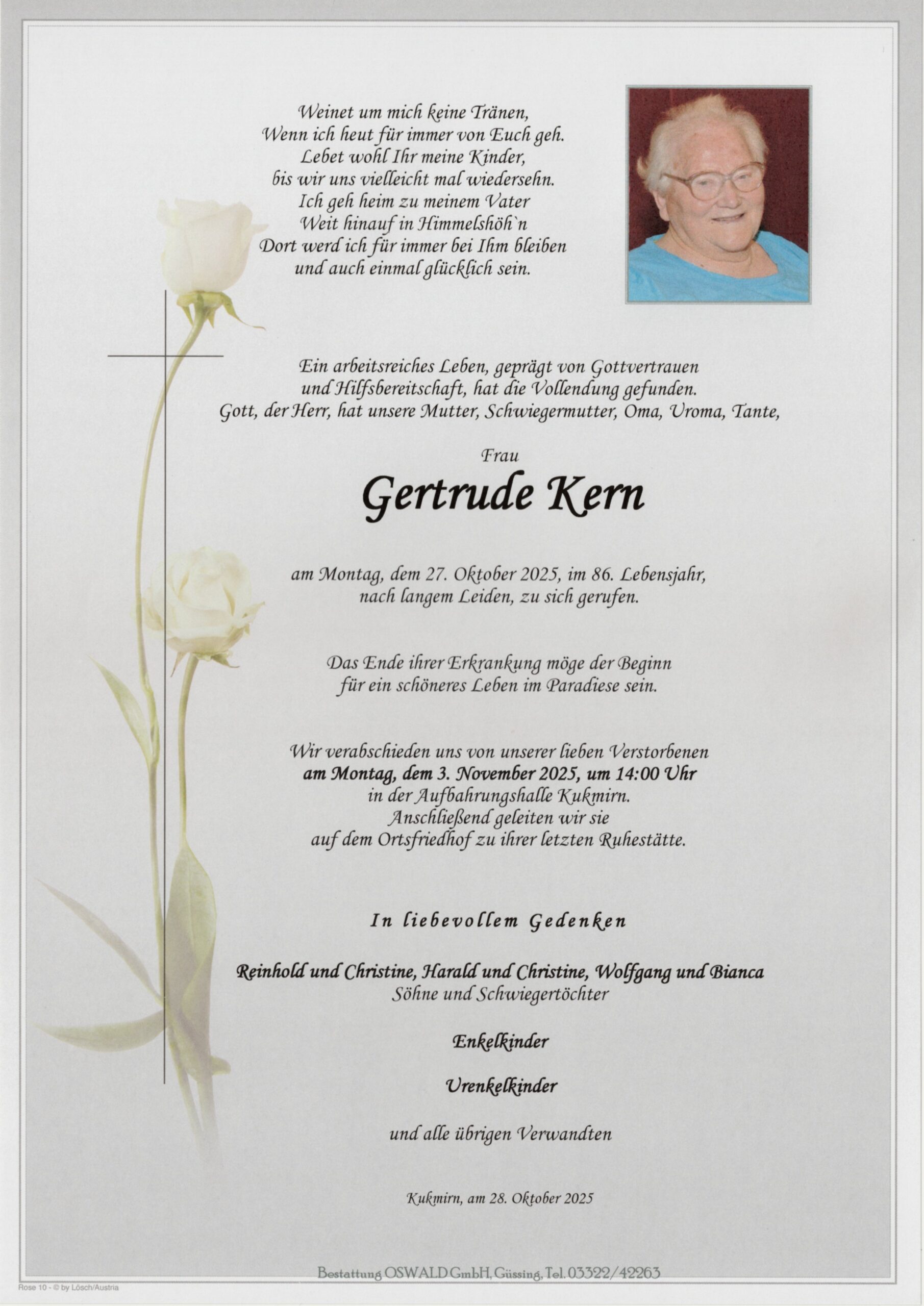 Kern Gertrude Trauerparte