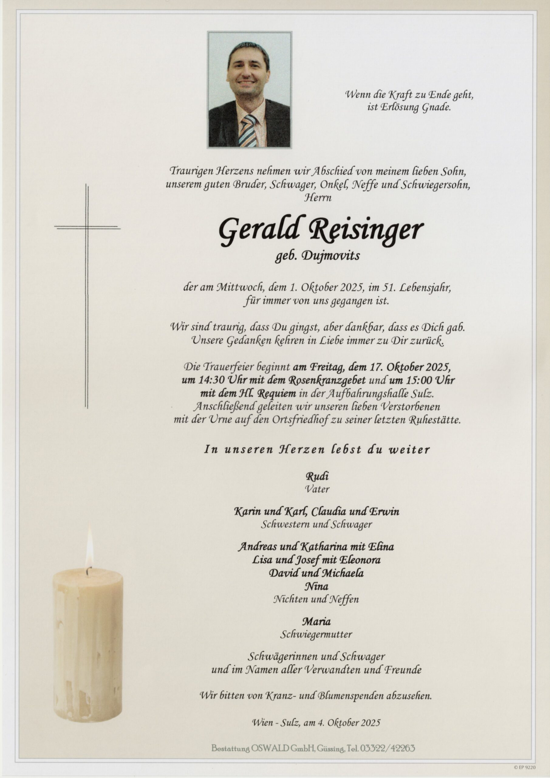 Reisinger Gerald Trauerparte