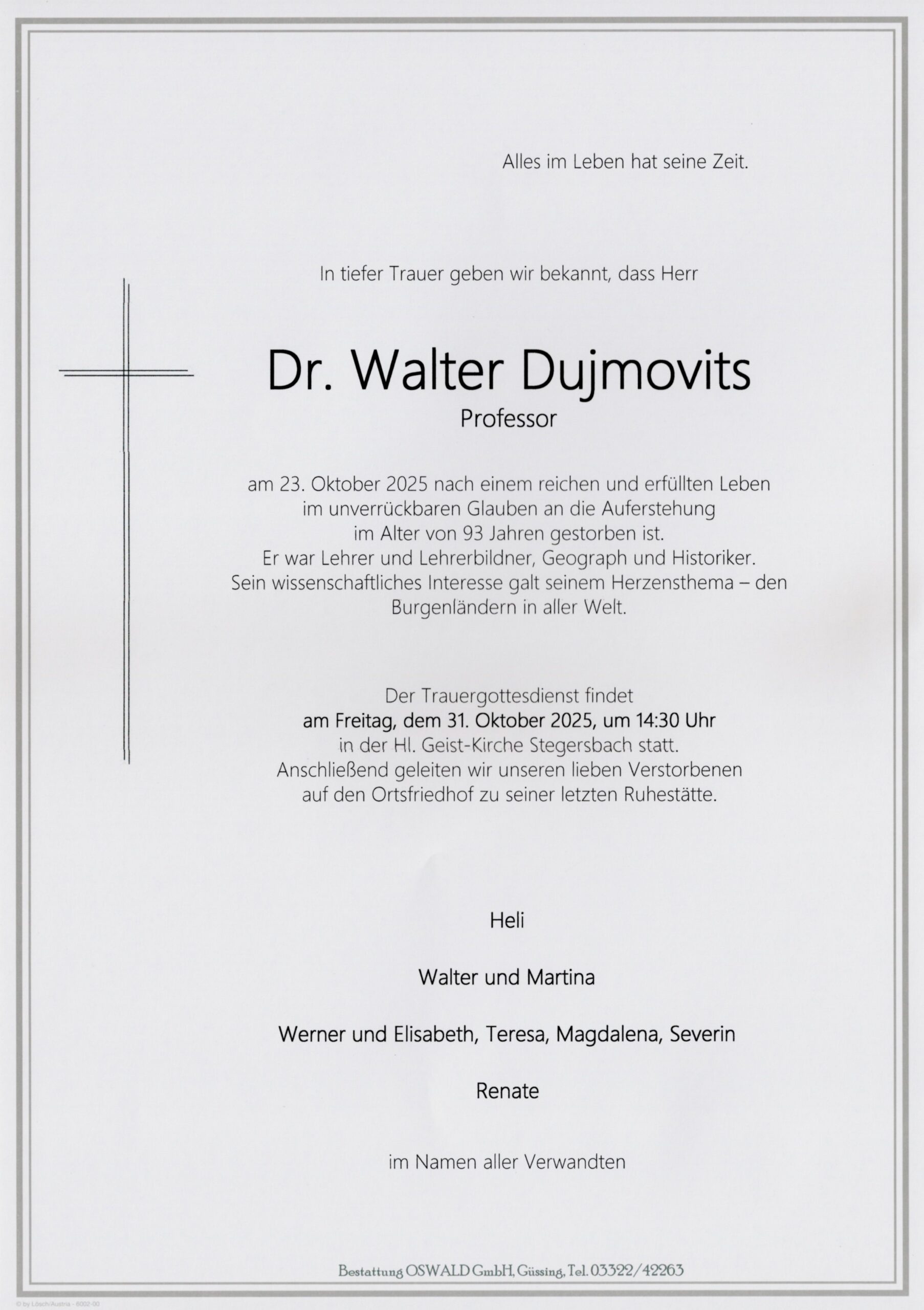 Trauerparte Dr. Dujmovits