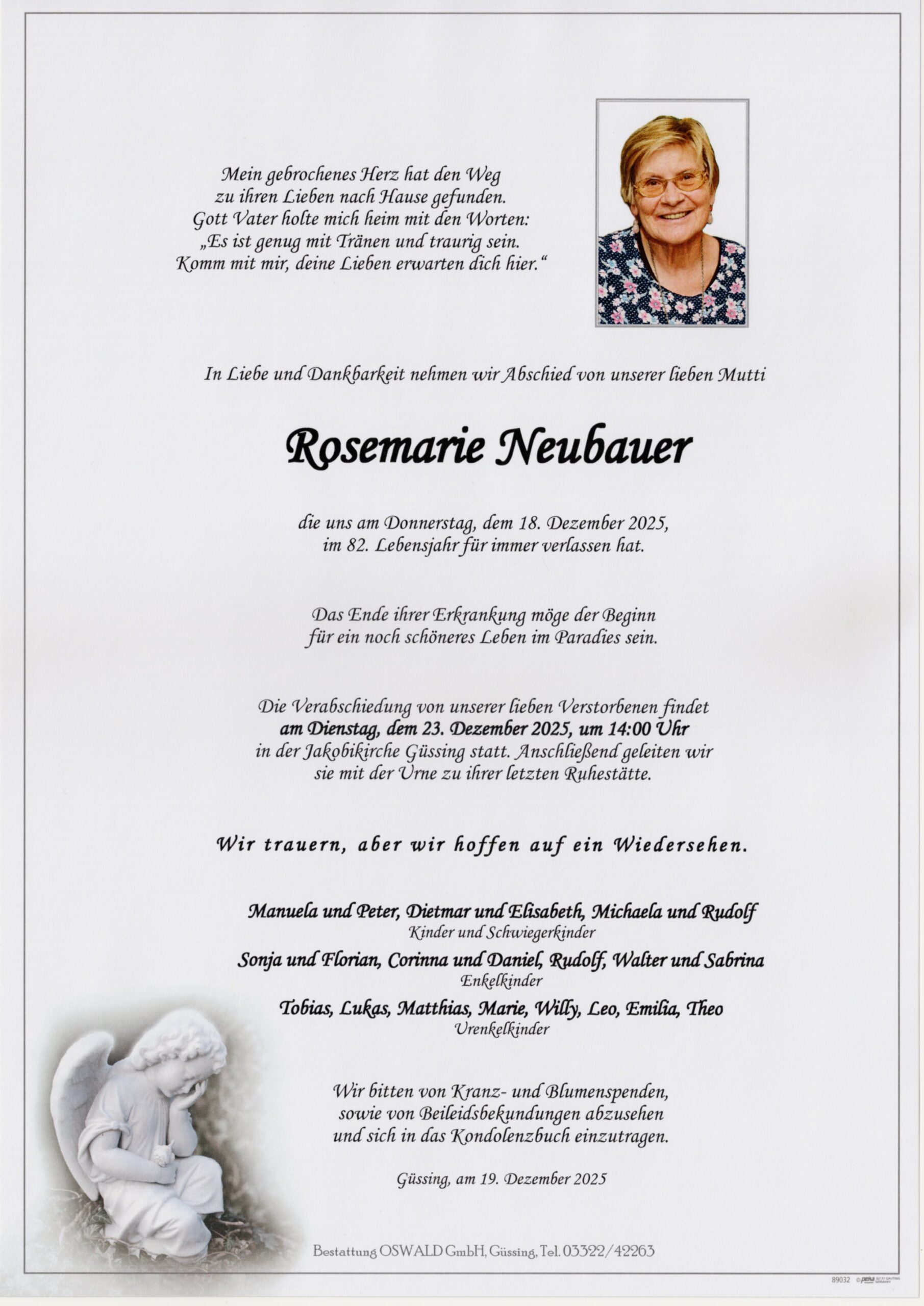 Trauerparte Neubauer Rosemarie