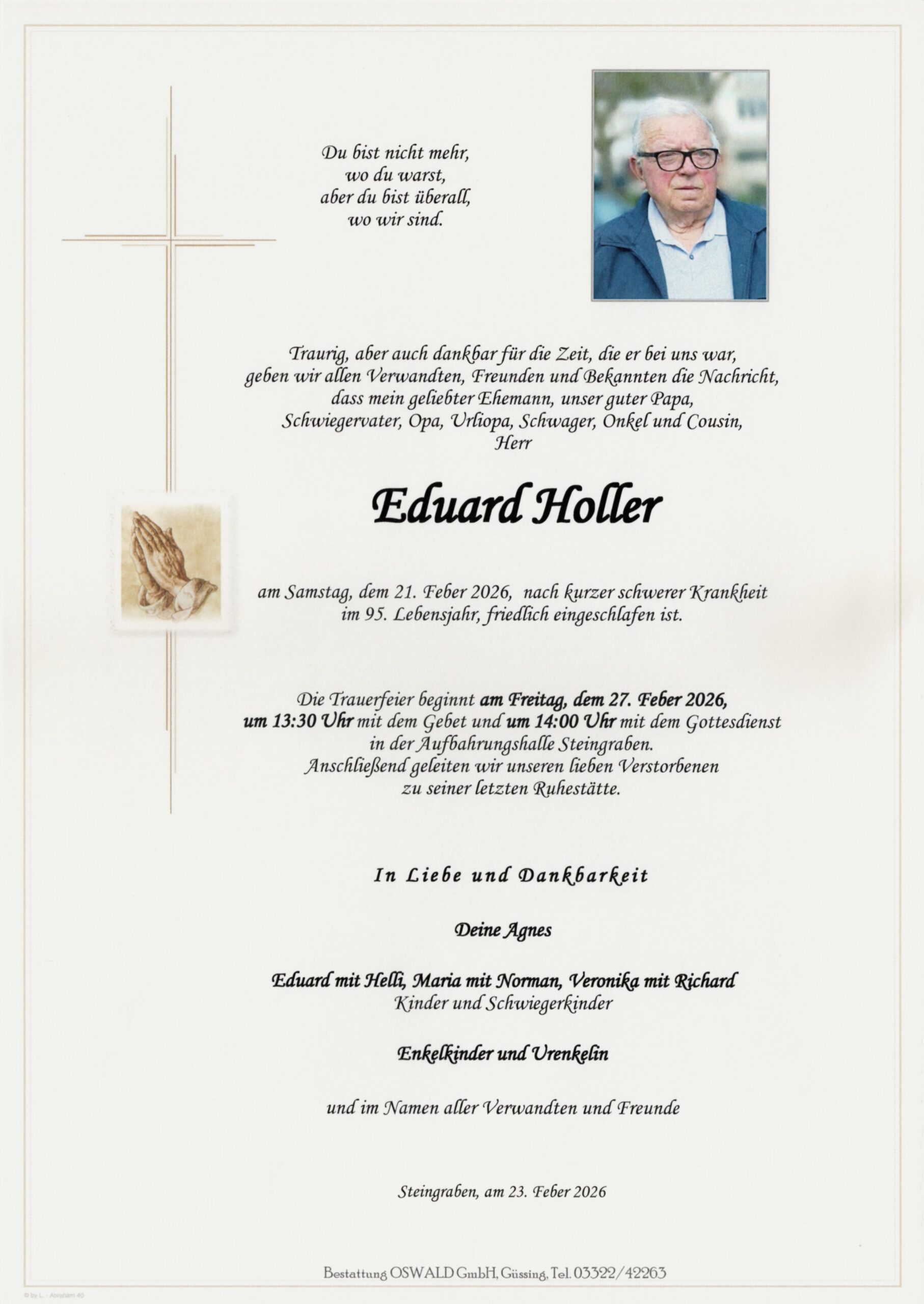 Holler Eduard Trauerparte