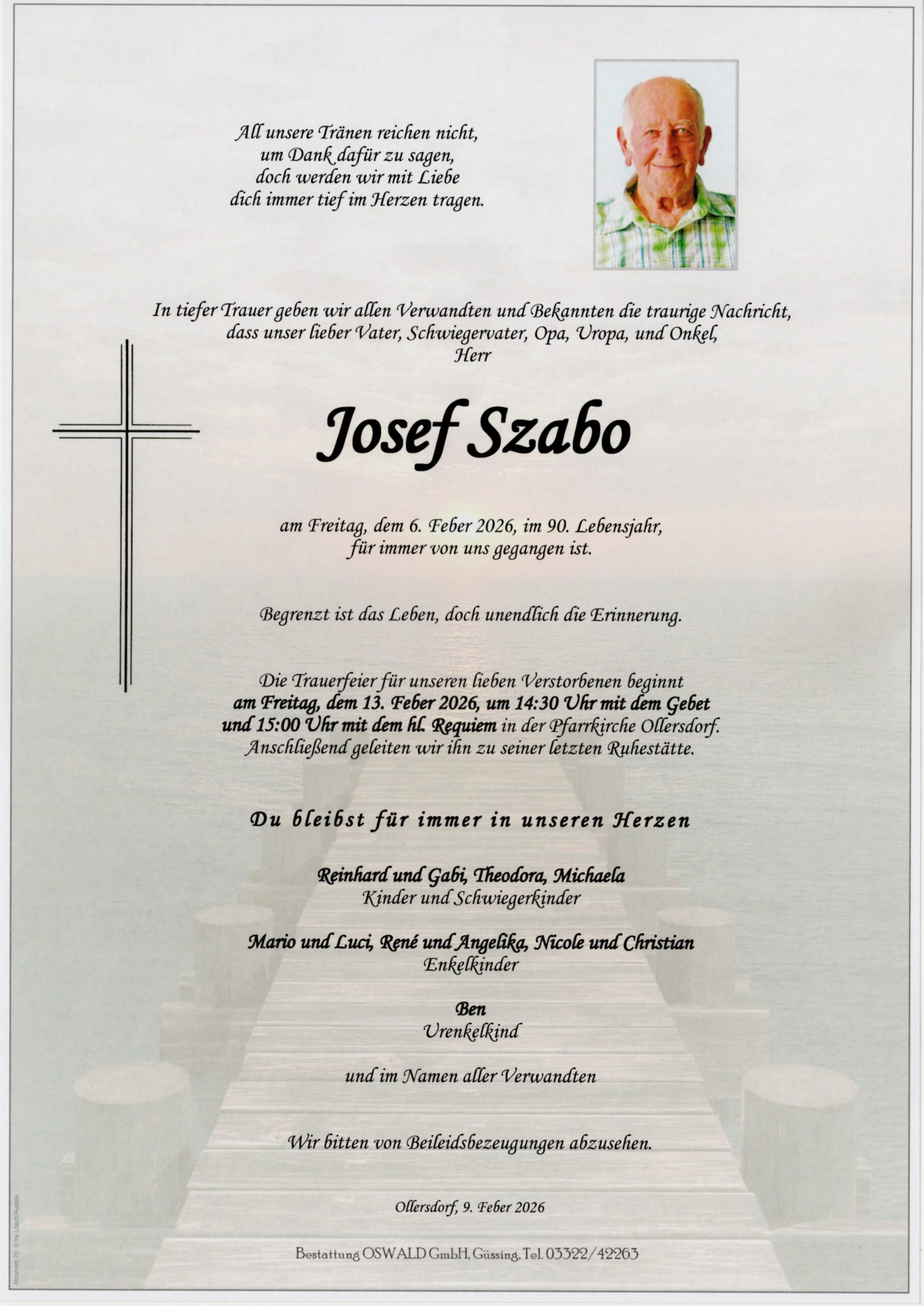 Szabo Josef Trauerparte