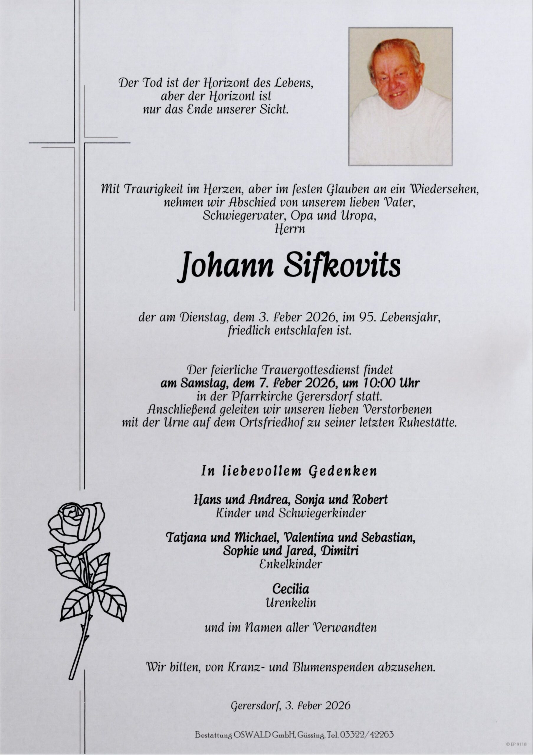 Trauerparte Sifkovits Johann