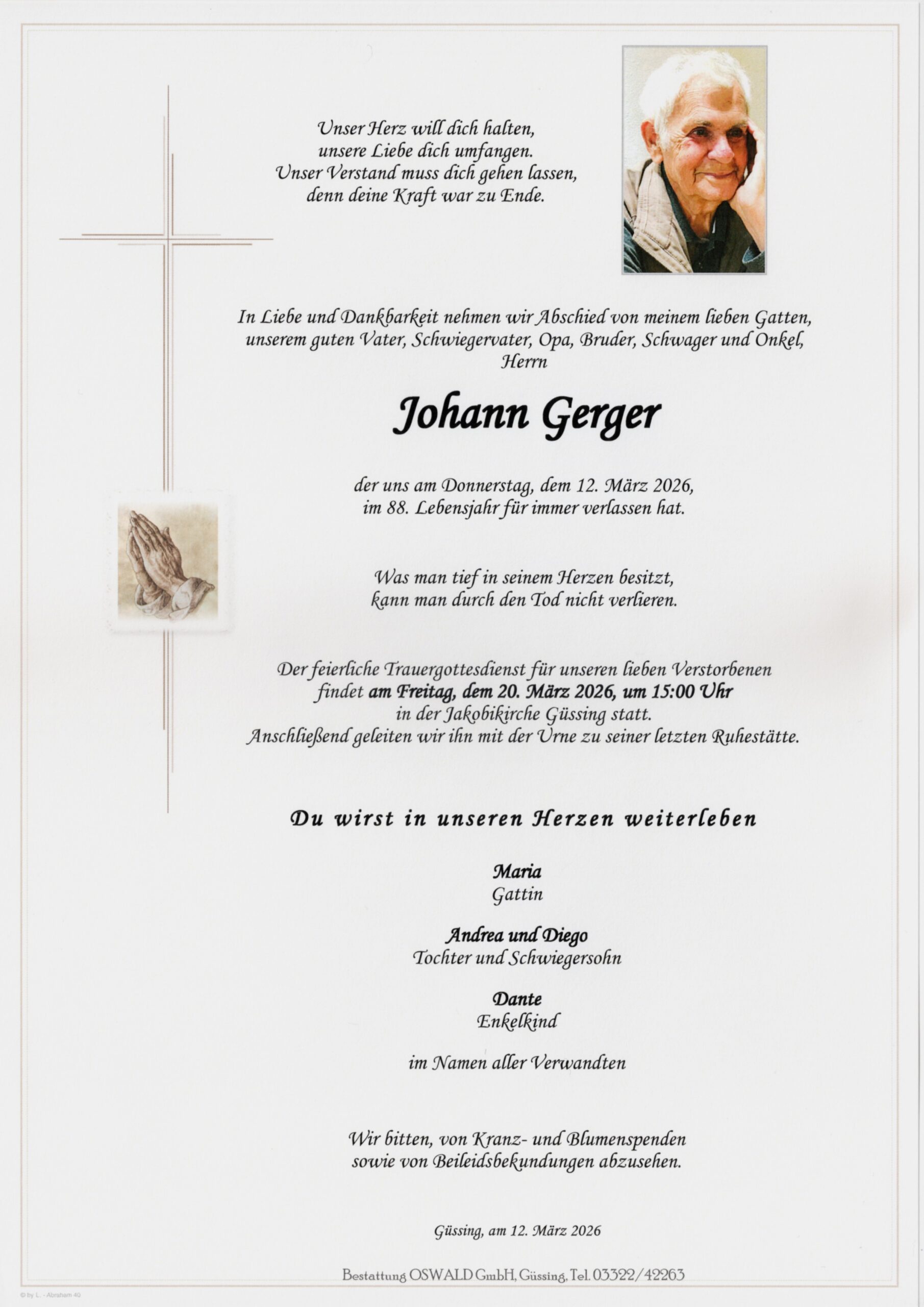 Gerger Johann Trauerparte