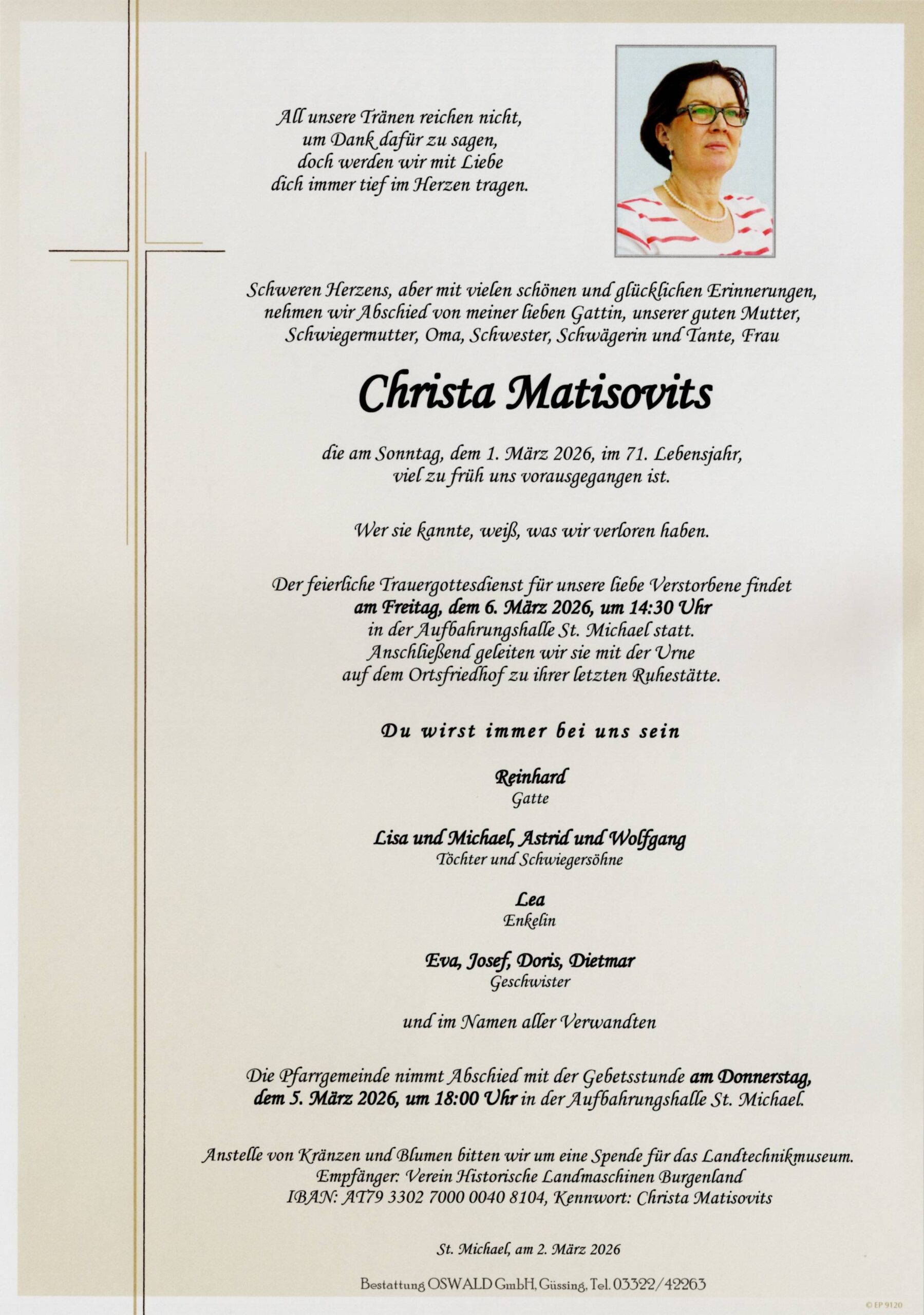 Trauerparte Matisovits Christa