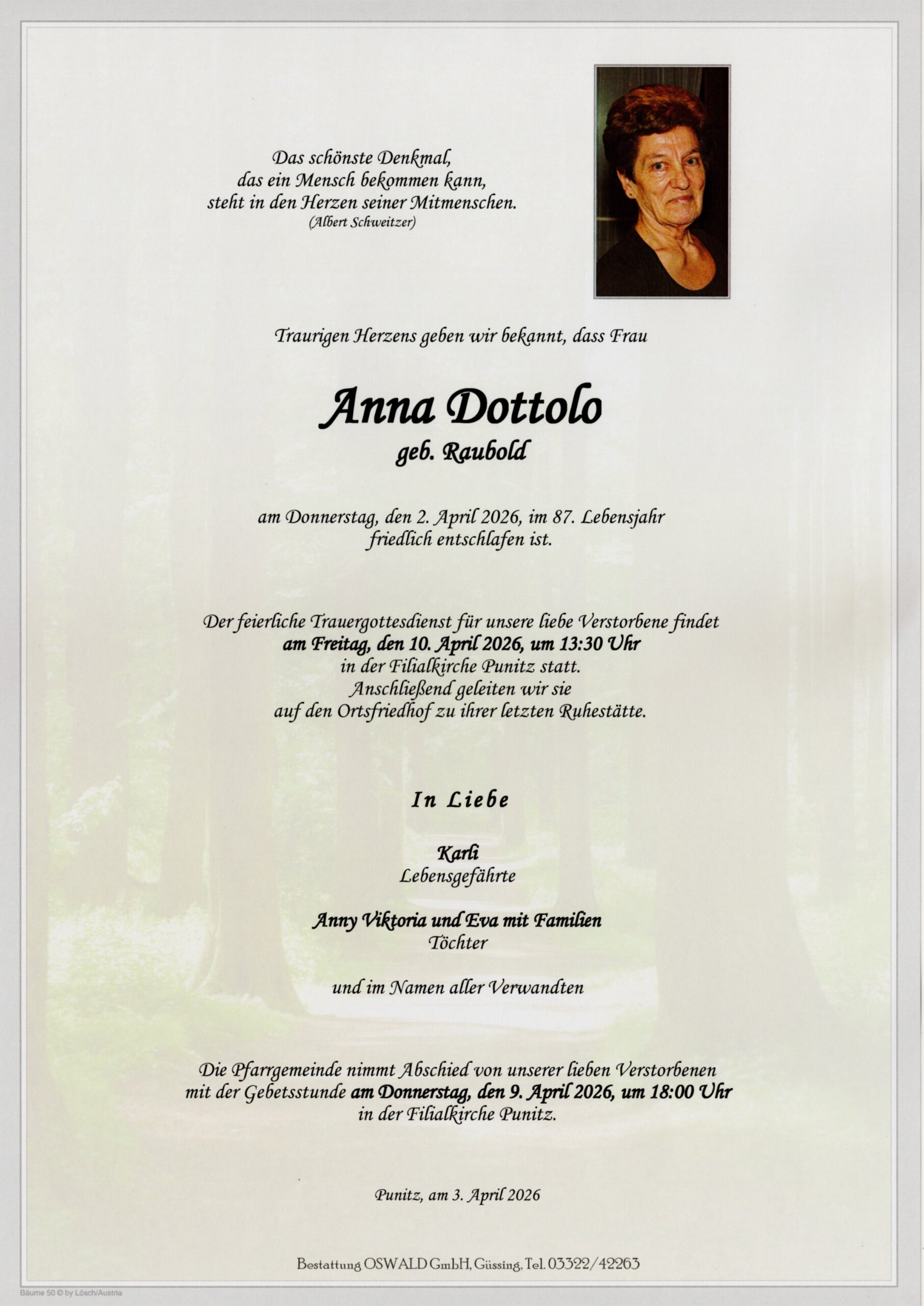 Dottolo Anna Trauerparte