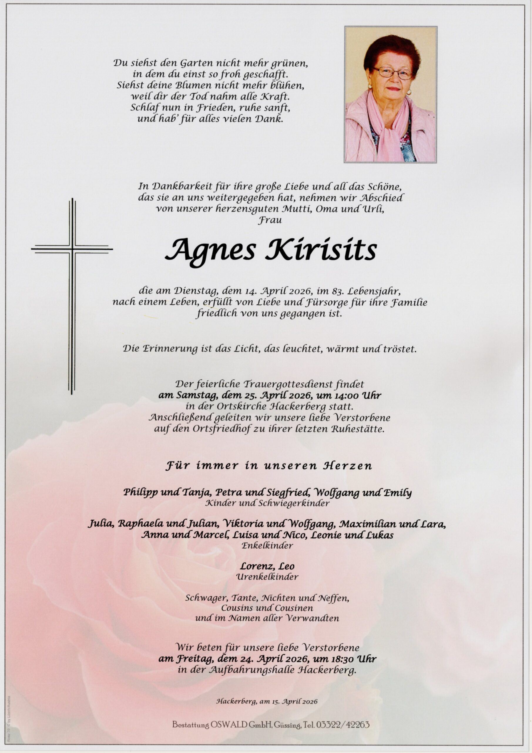 Kirisits Agnes Trauerparte