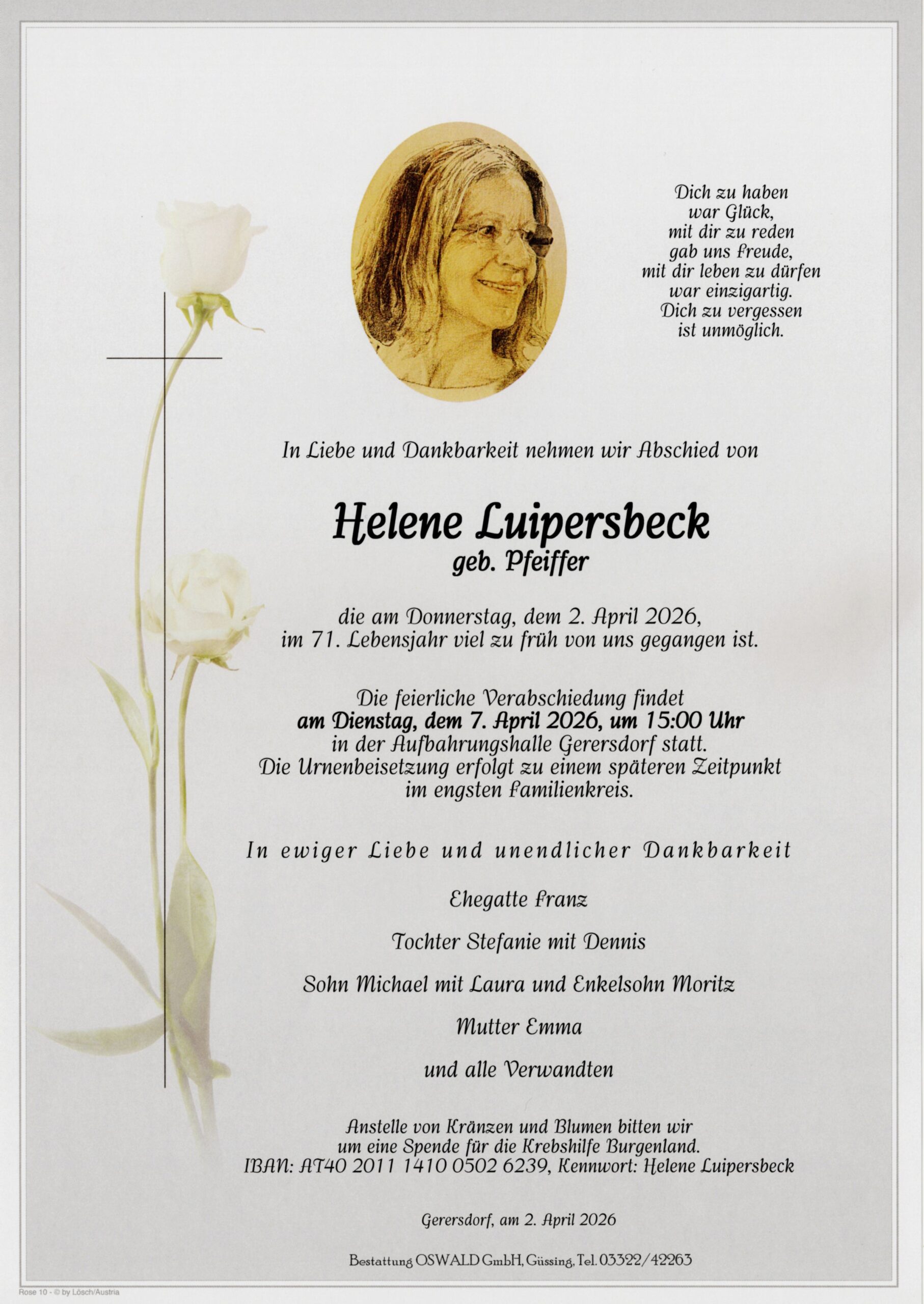 Luipersbeck Helene Trauerparte