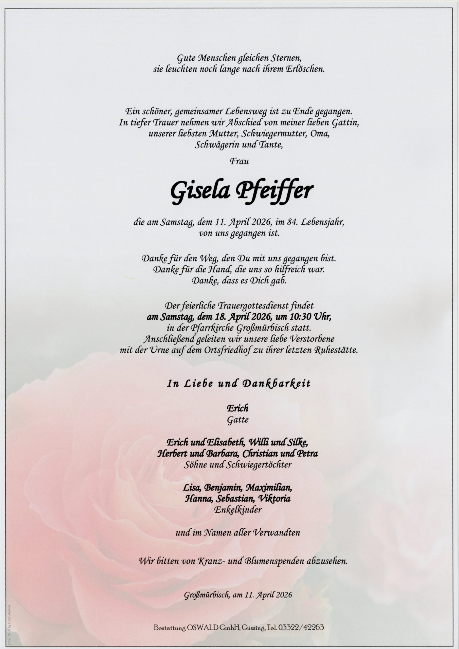 Pfeiffer Trauerparte