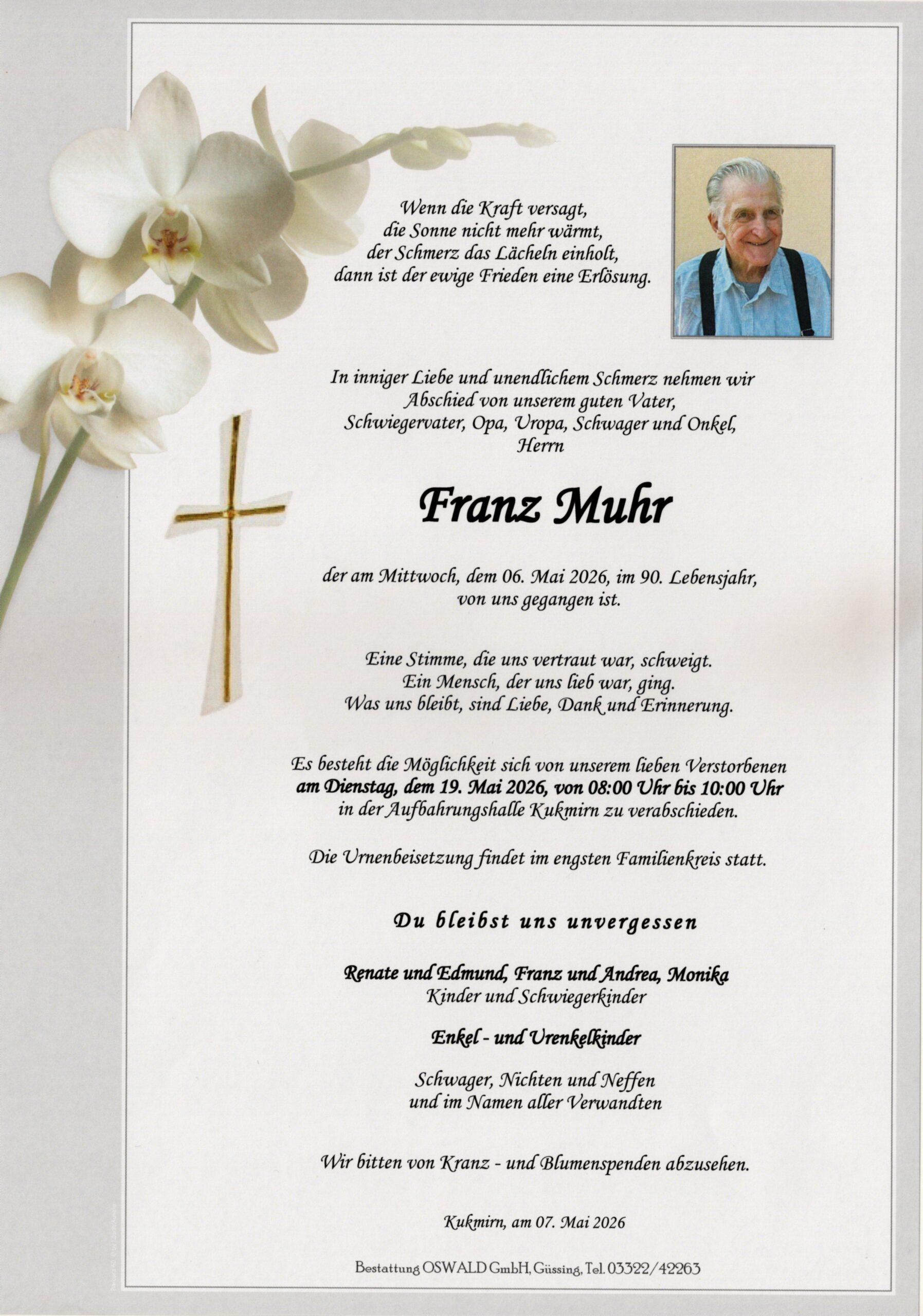 Trauerparte Muhr Franz