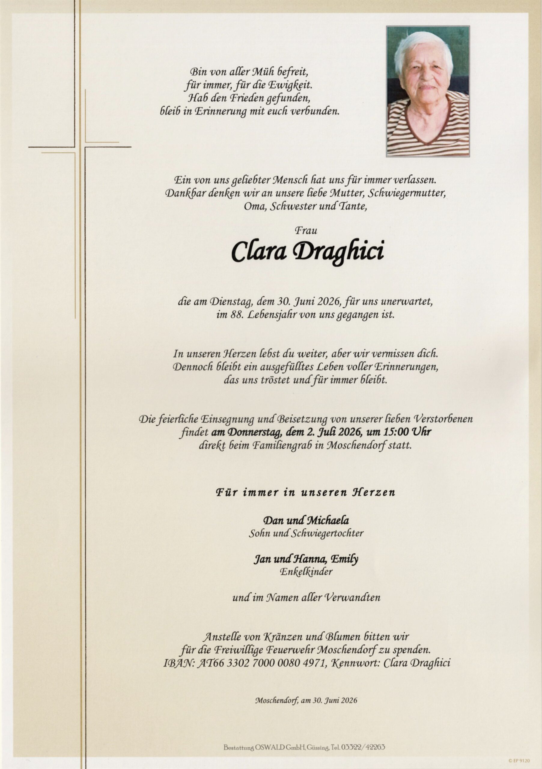 Draghici Clara Trauerparte