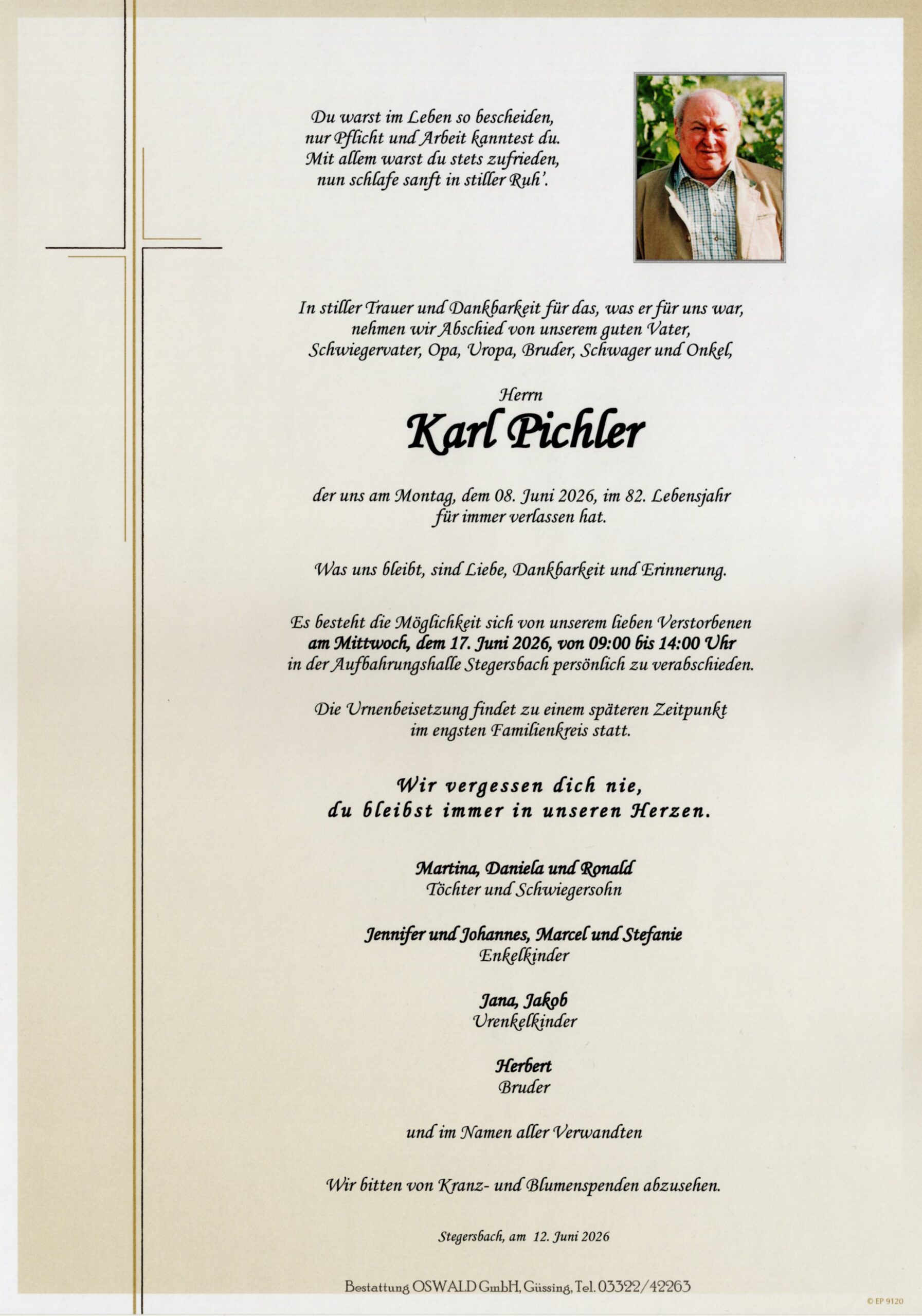 Pichler Karl Trauerparte