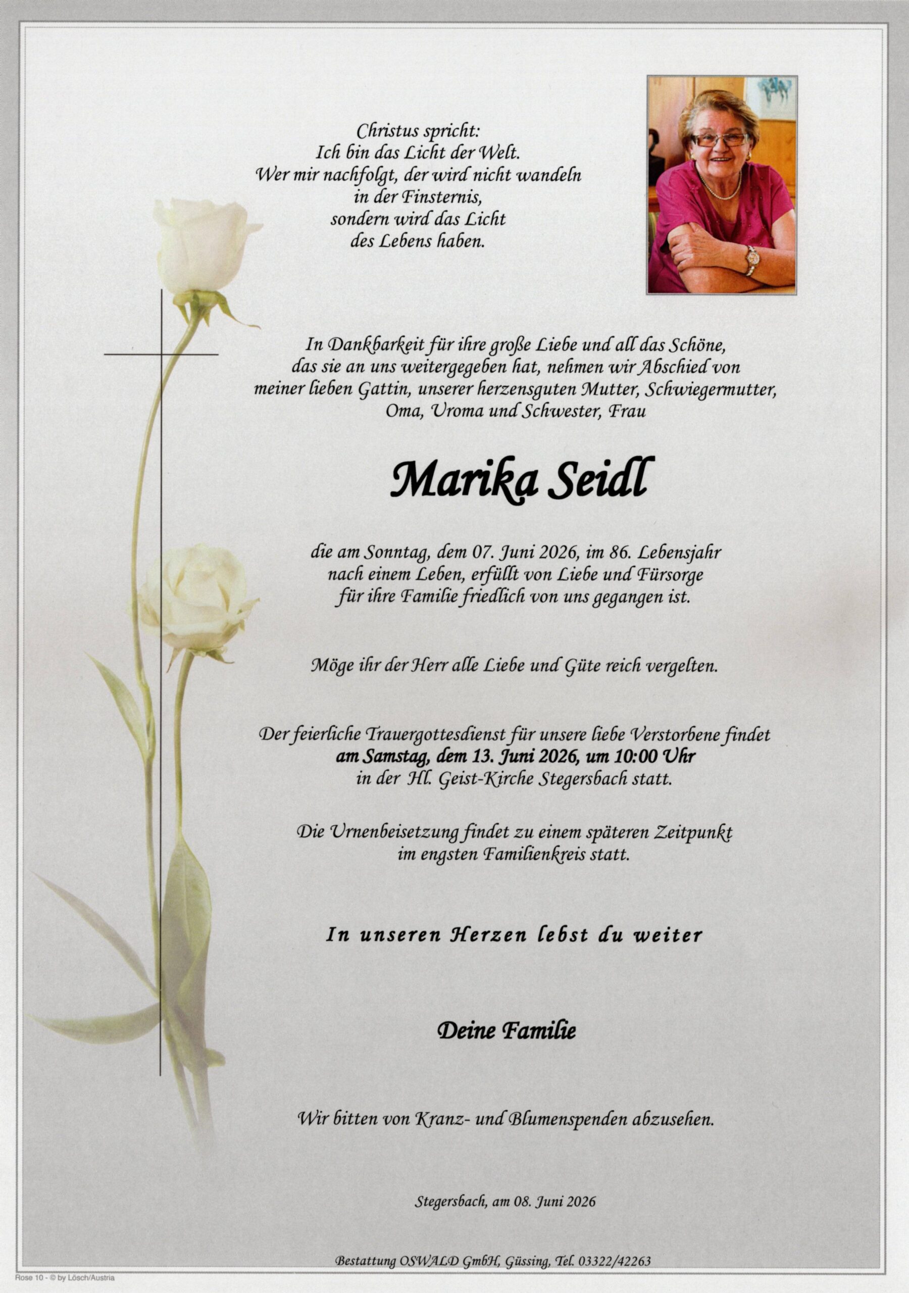 Seidl Marika Trauerparte