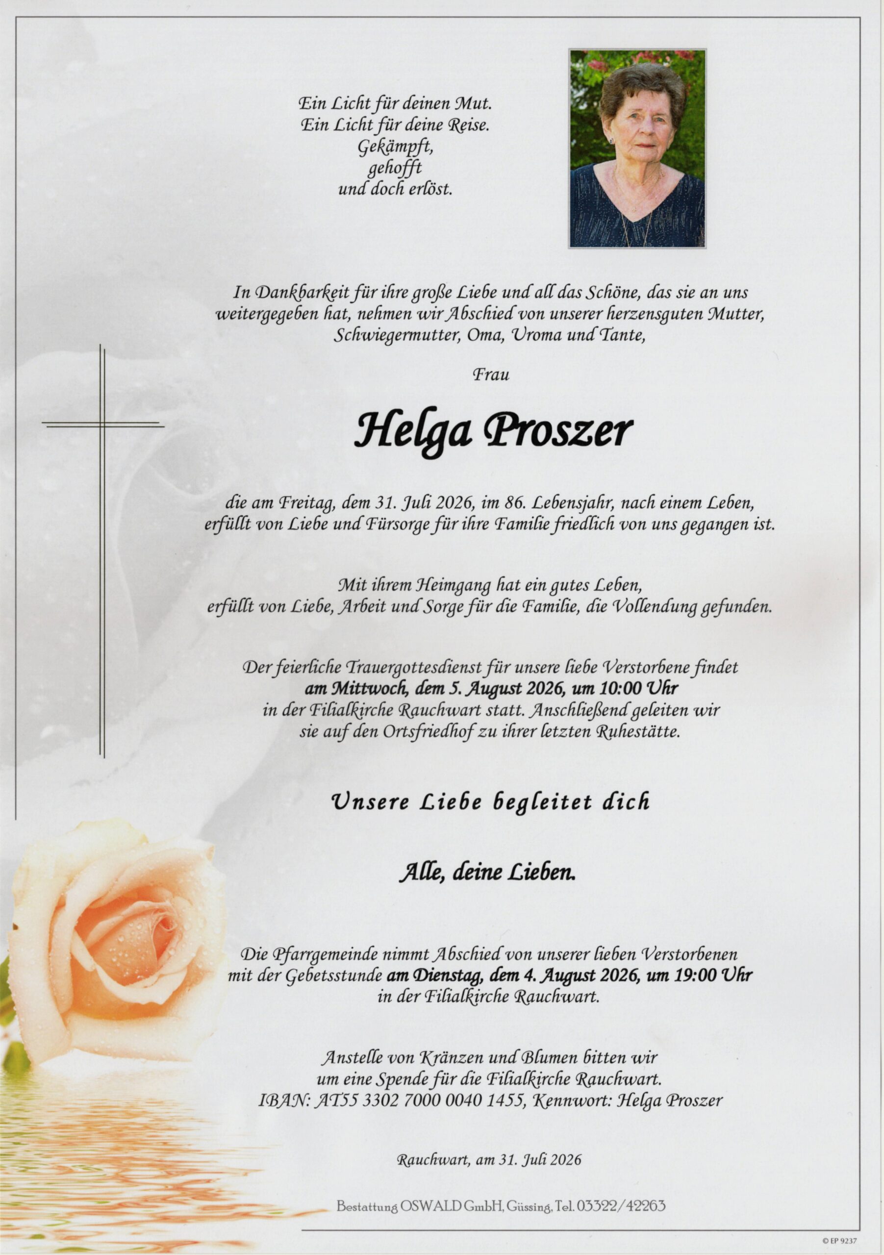 Proszer Helga Trauerparte