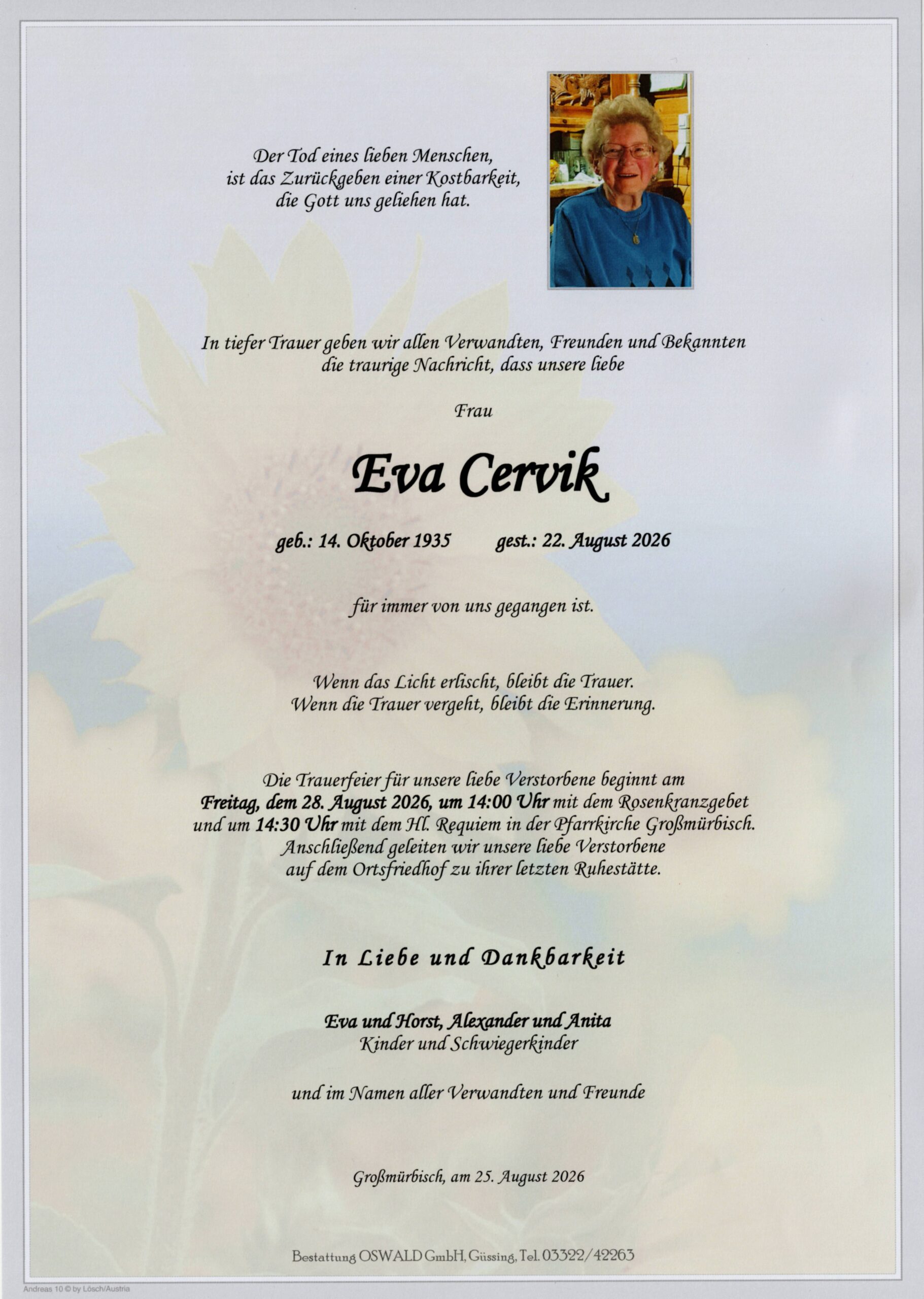 Cervik Eva Trauerparte