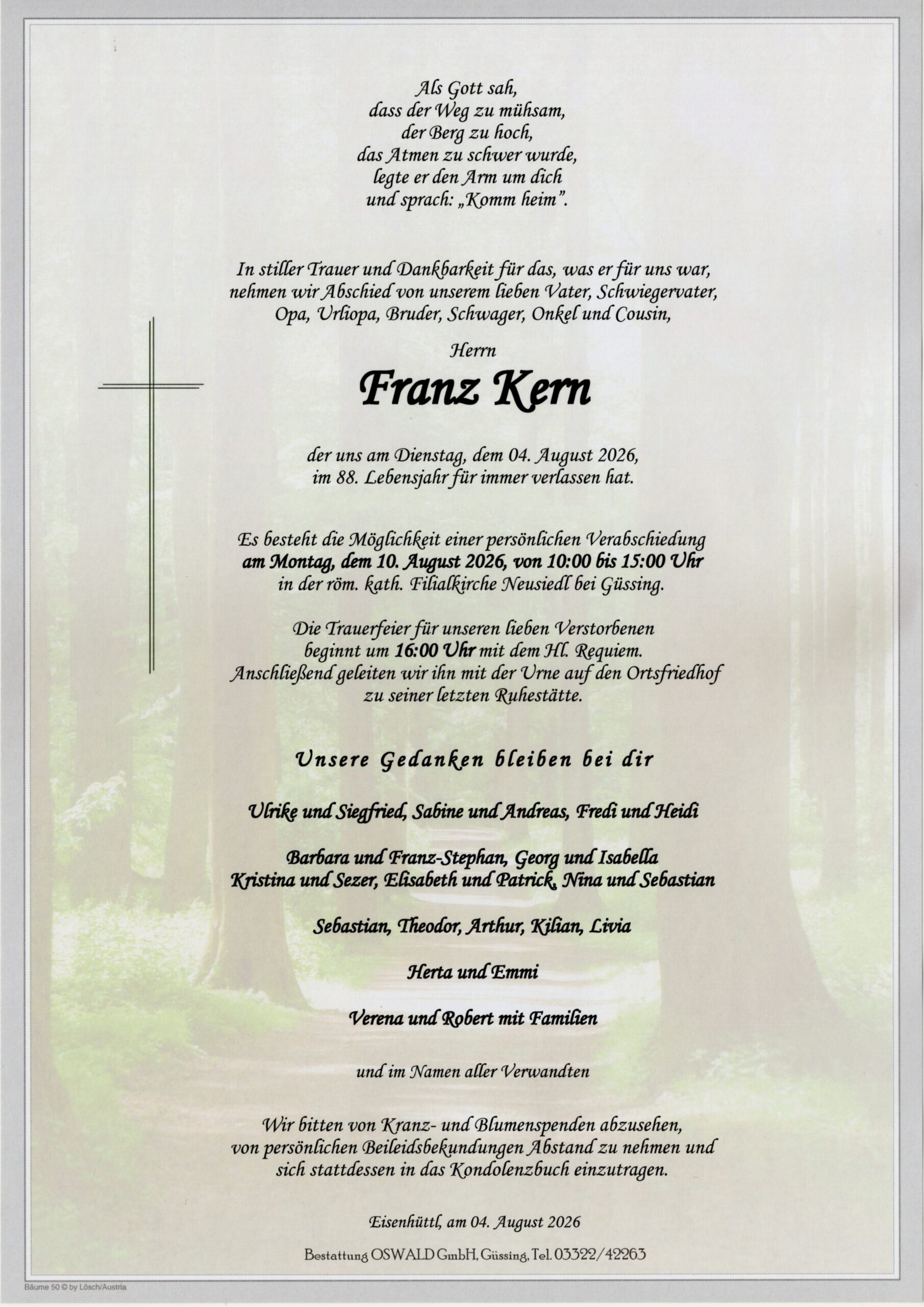 Kern Franz Trauerparte