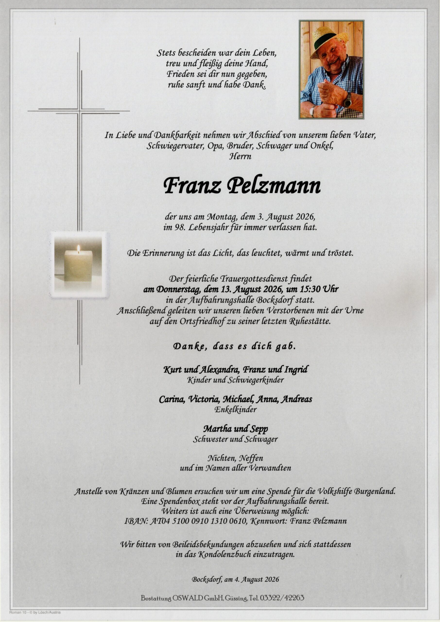 Pelzmann Franz Trauerparte