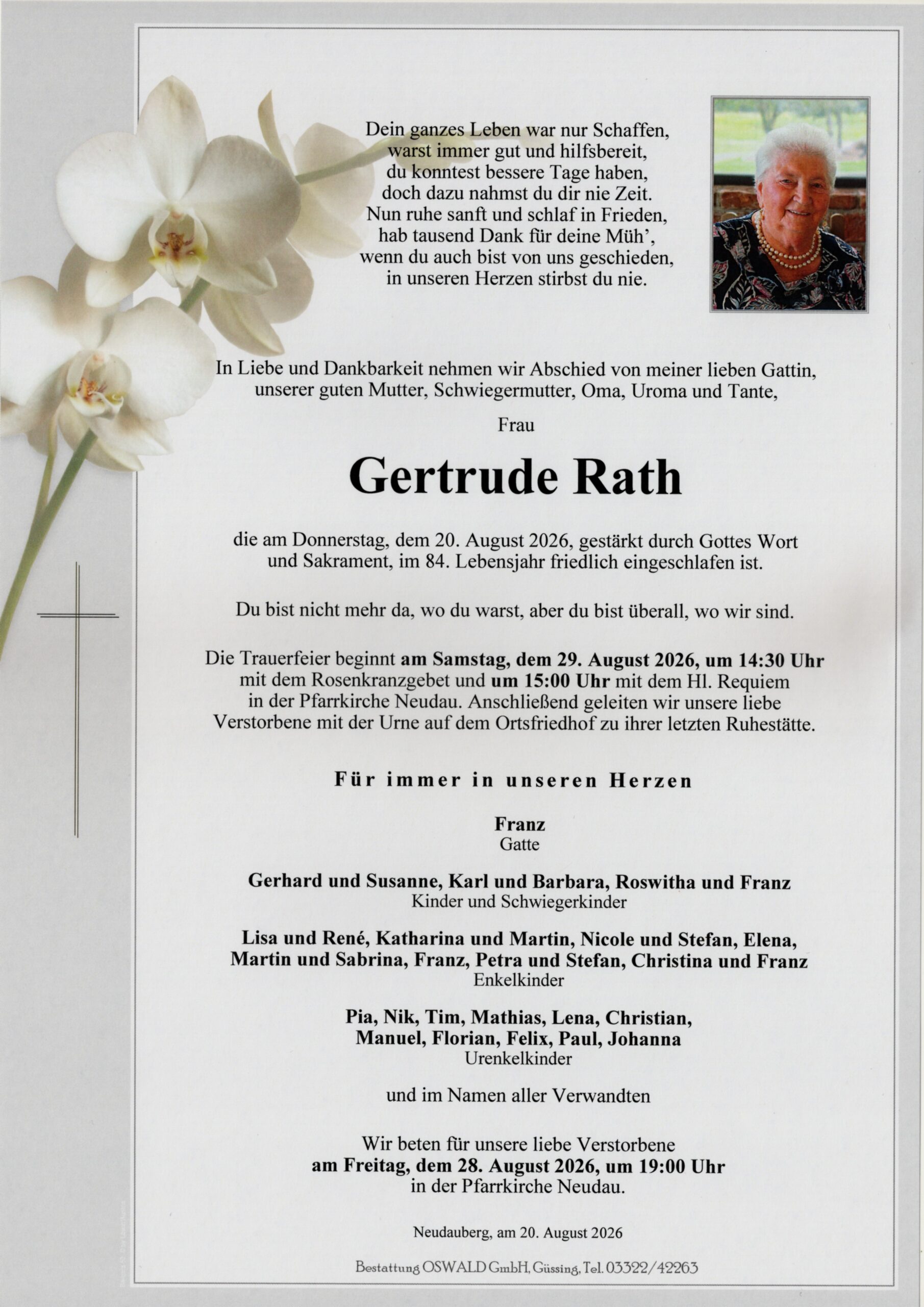 Rath Gertrude Trauerparte