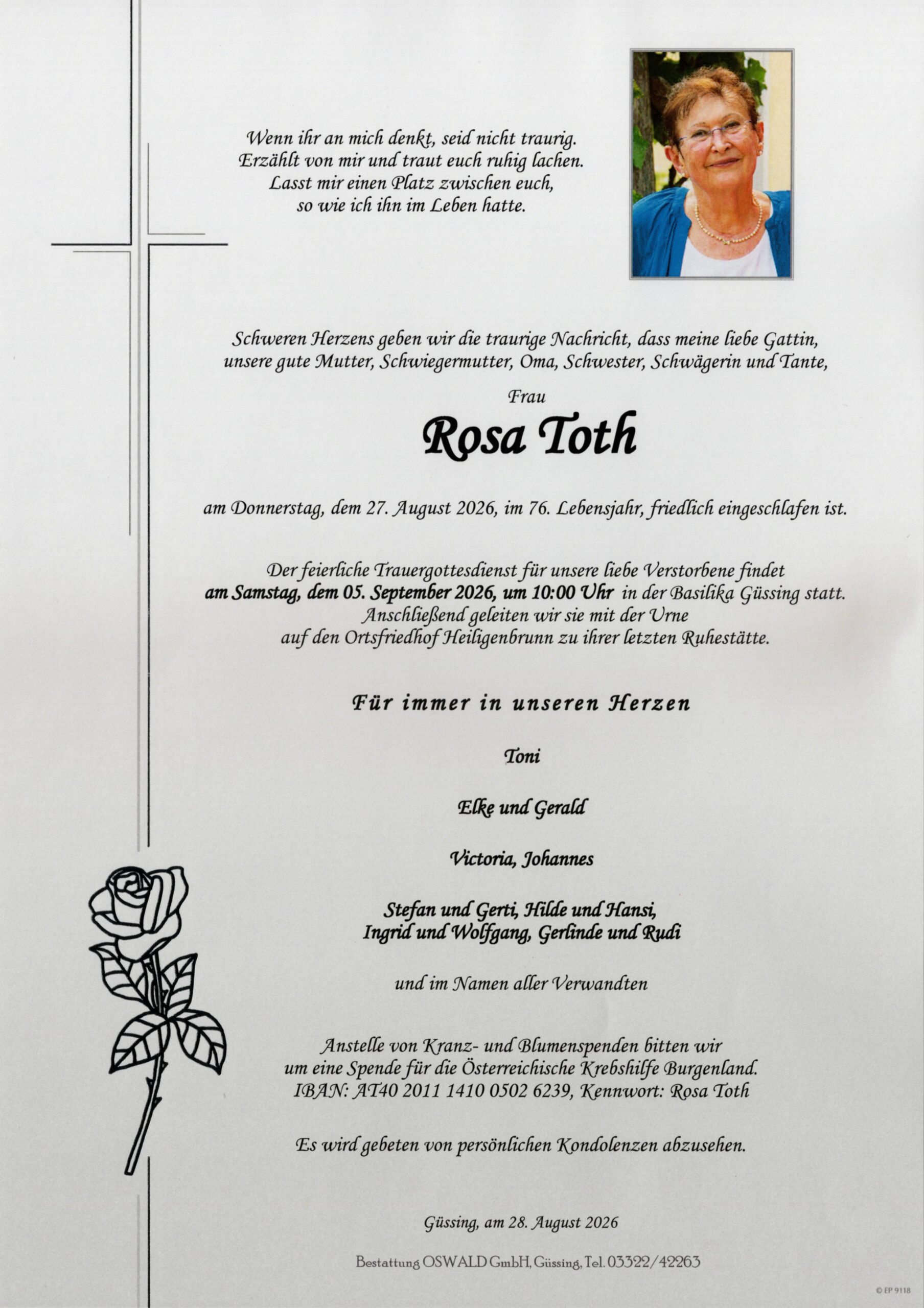 Toth Rosa Trauerparte