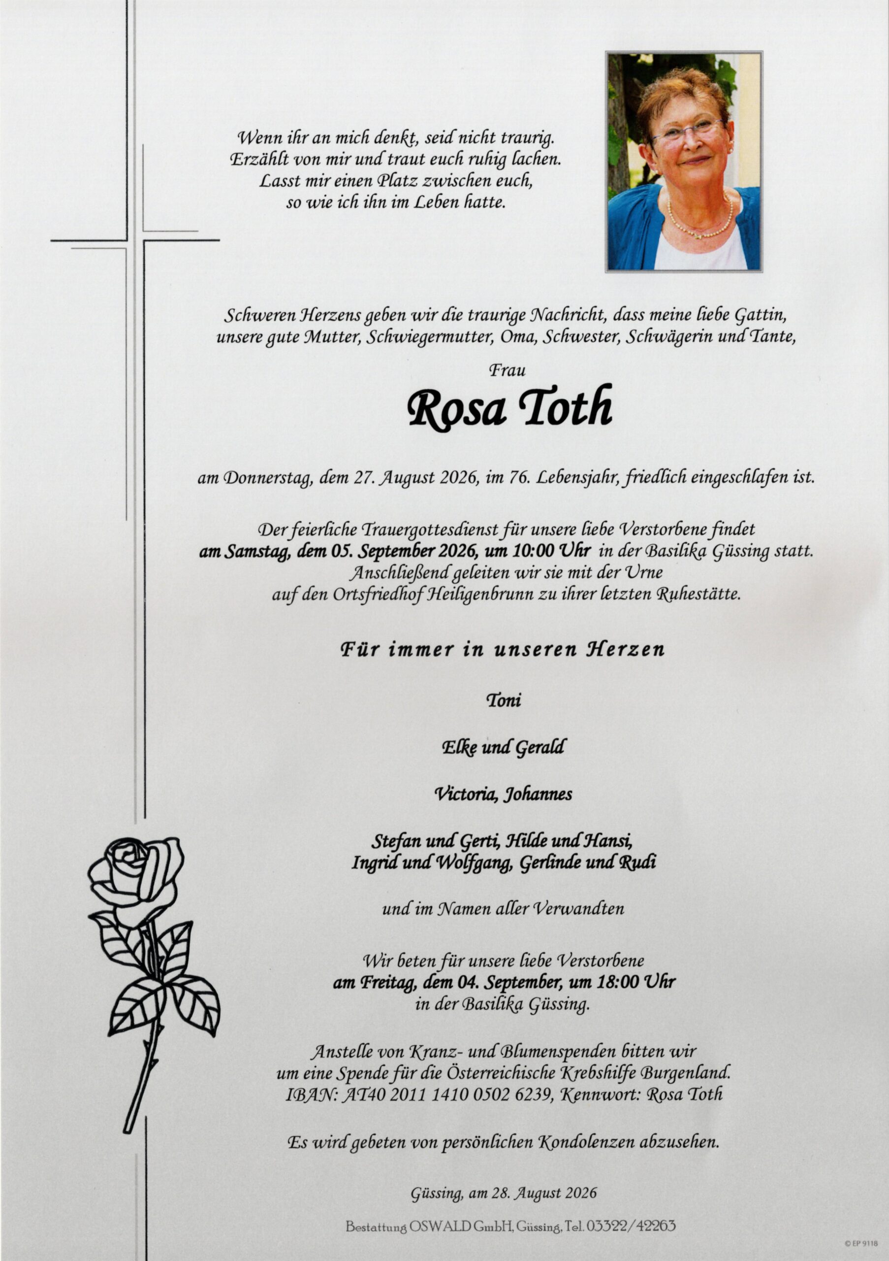 Toth Rosa Trauerparte